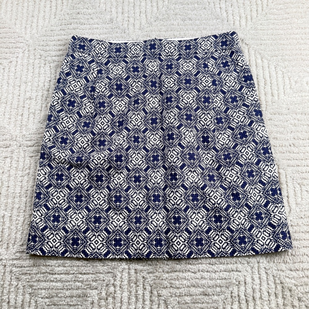 J Crew Mini Skirt Women 00 Geometric Medallion Cotton A0111 Preppy Academic Work
